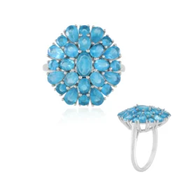 Neonblauer Apatit-Silberring