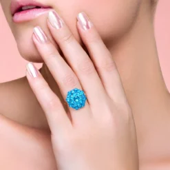 Neonblauer Apatit-Silberring
