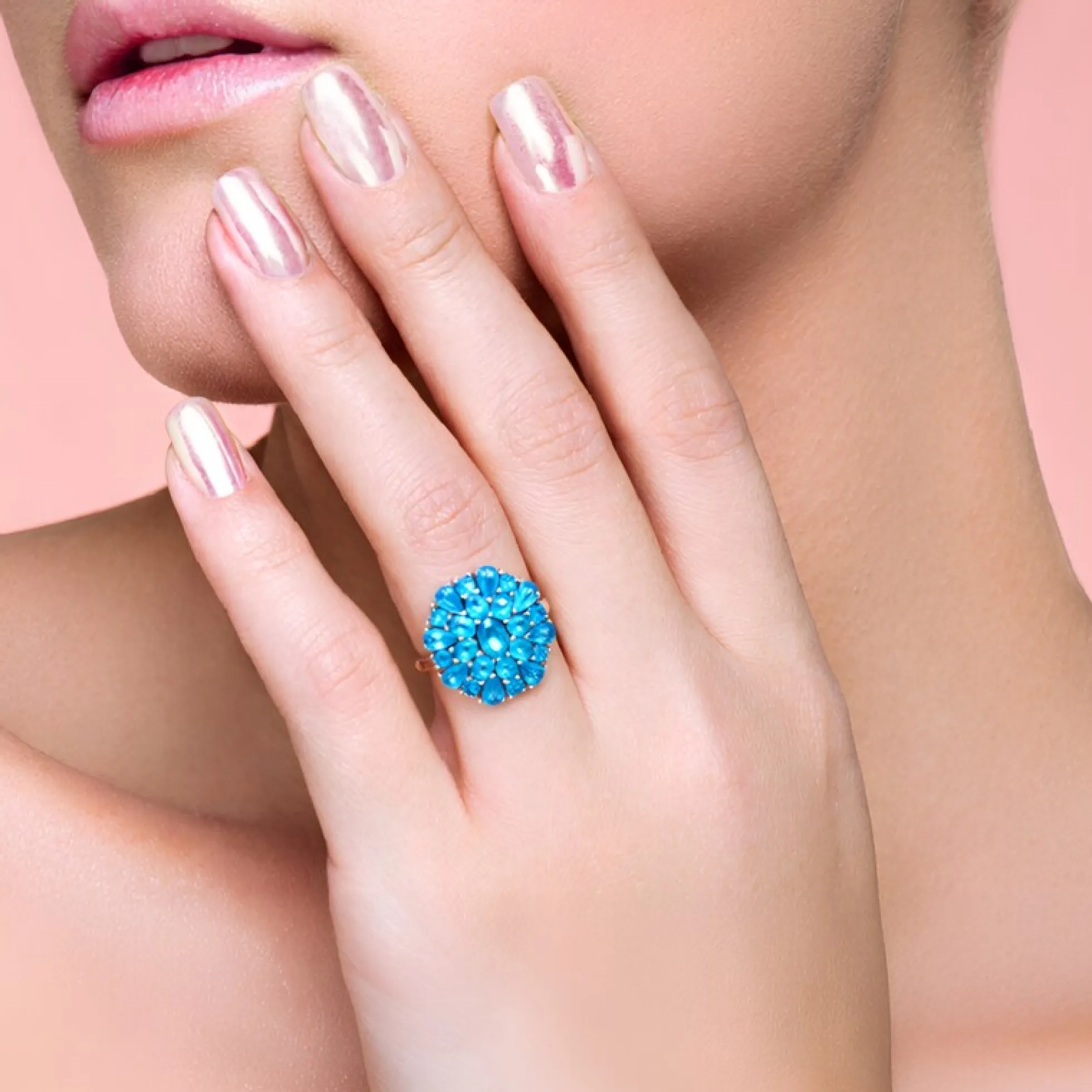 Neonblauer Apatit-Silberring