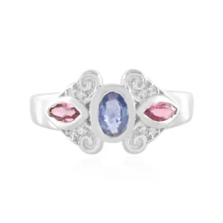 Nicht erhitzter Blauer Ceylon-Saphir-Silberring