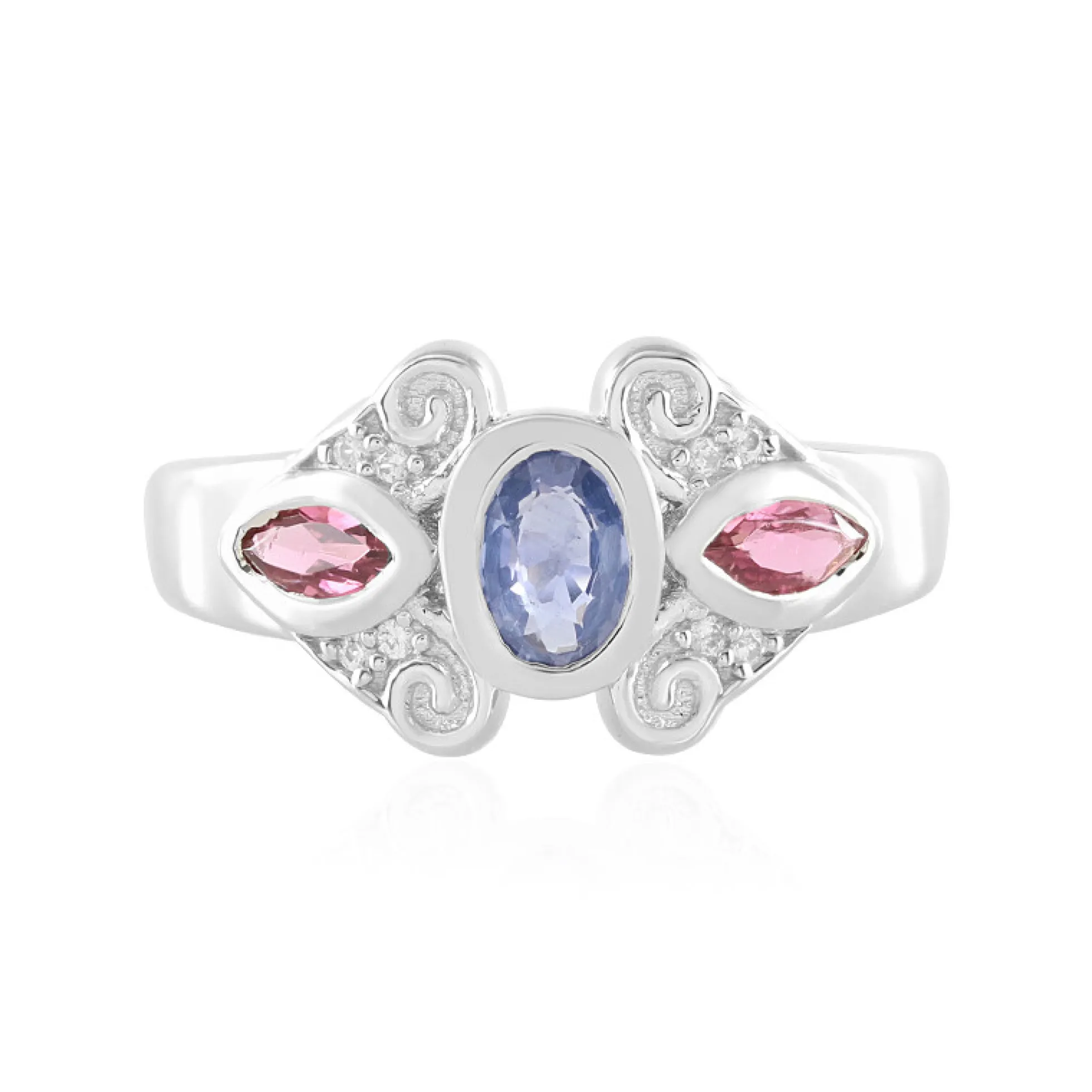 Nicht erhitzter Blauer Ceylon-Saphir-Silberring