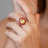 Nicht erhitzter Gelber Tansanit-Goldring