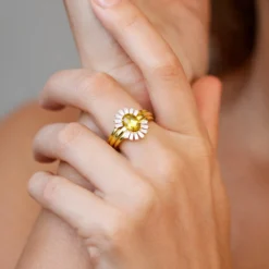 Nicht erhitzter Gelber Tansanit-Goldring