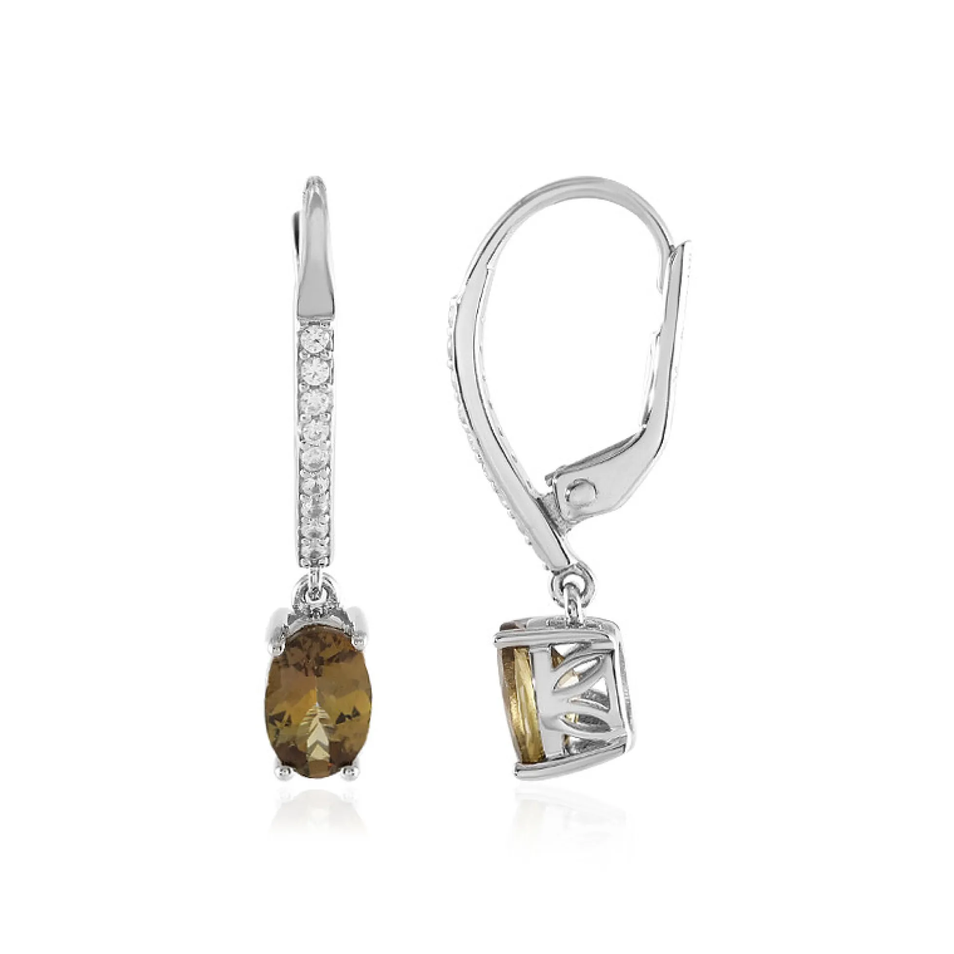 Nicht erhitzter Gelber Tansanit-Silberohrringe