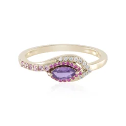 Nicht erhitzter Purpurfarbener Ceylon-Saphir-Goldring