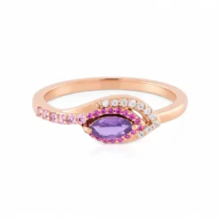 Nicht erhitzter Purpurfarbener Ceylon-Saphir-Goldring