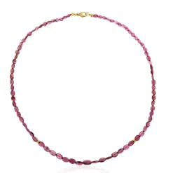 Nigerianischer Pinkfarbener Turmalin-Goldhalskette