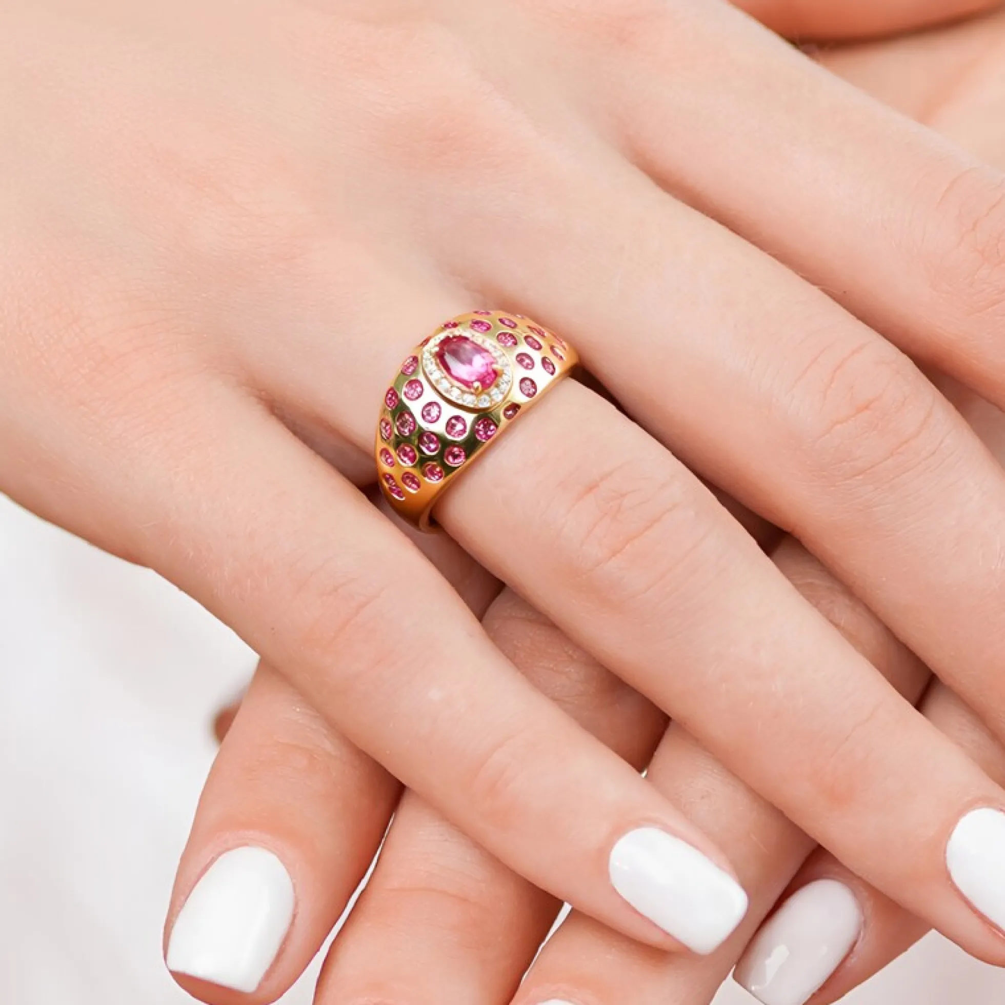 Nigerianischer Pinkfarbener Turmalin-Goldring