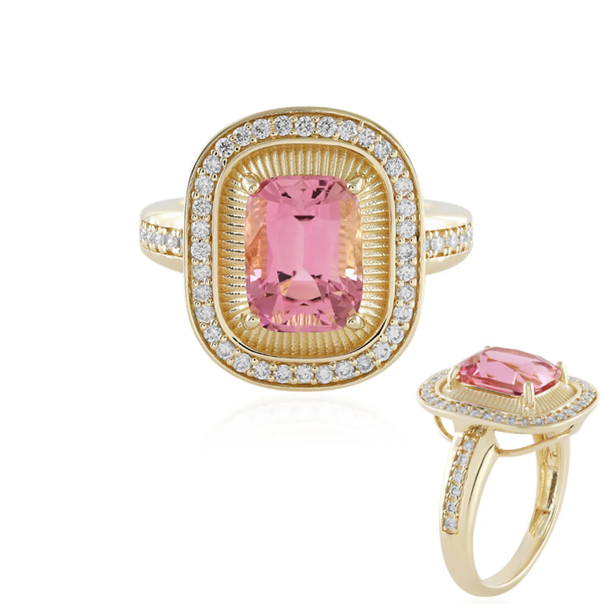 Nigerianischer Pinkfarbener Turmalin-Goldring