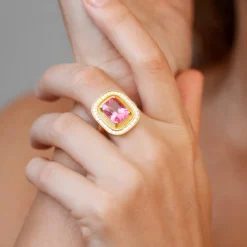Nigerianischer Pinkfarbener Turmalin-Goldring