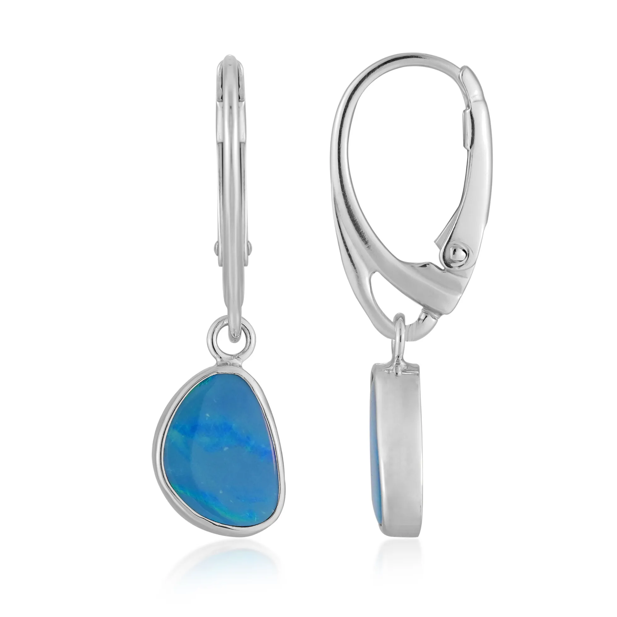 Opal-Dublette-Silberohrringe