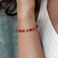 Oranger Kyanit-Silberarmband