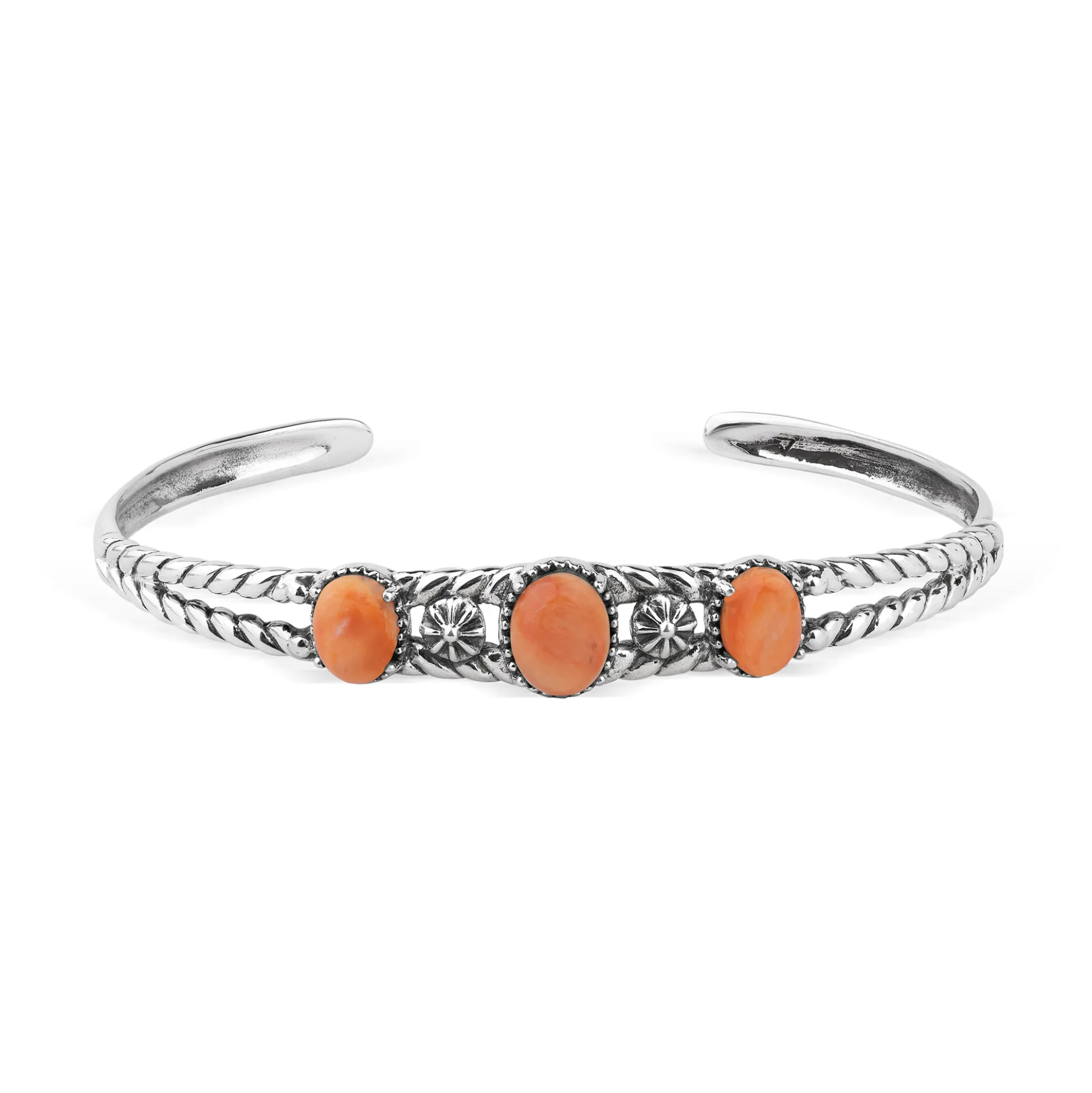 Orange Stachelauster-Silberarmreif