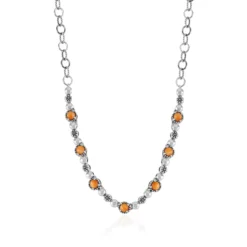 Orange Stachelauster-Silbercollier