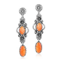 Orange Stachelauster-Silberohrringe