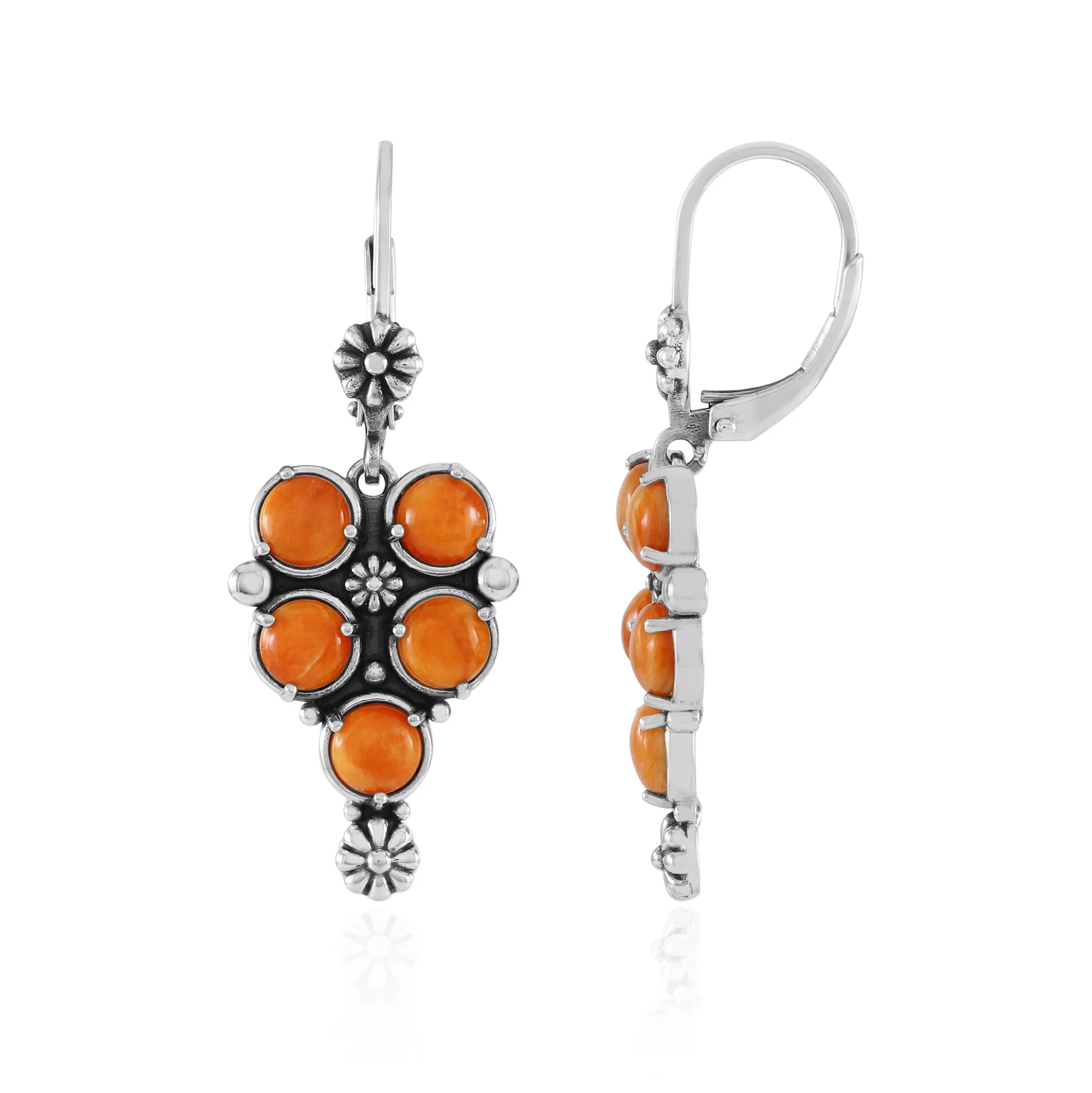 Orange Stachelauster-Silberohrringe
