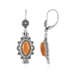 Orange Stachelauster-Silberohrringe