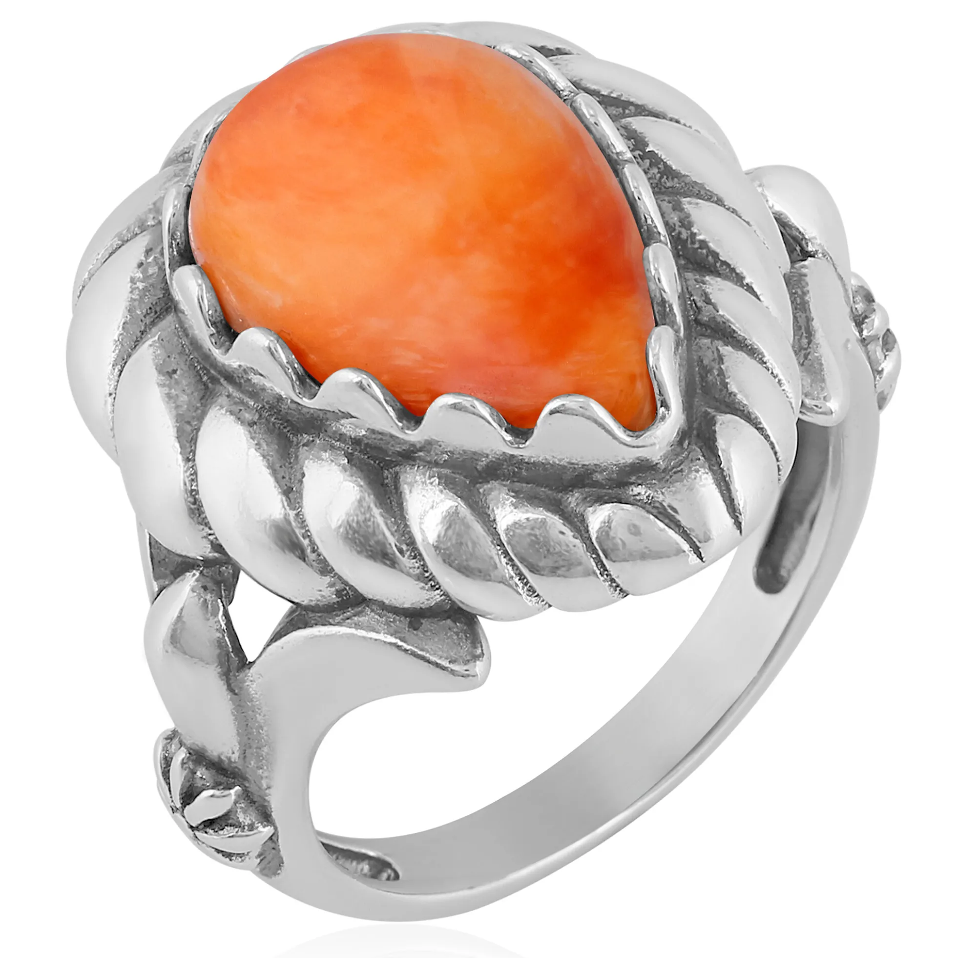 Orange Stachelauster-Silberring