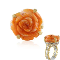 Orange Stachelauster-Silberring