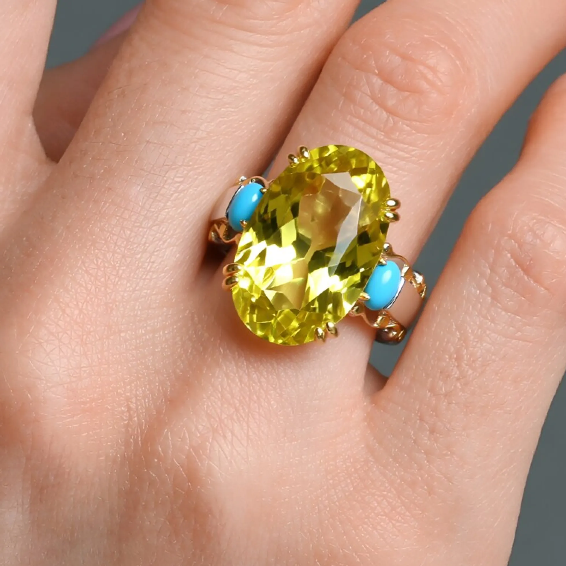Ouro Verde-Quarz-Silberring