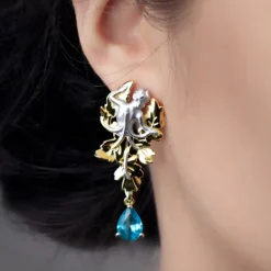 Paraiba-Topas-Silberohrringe
