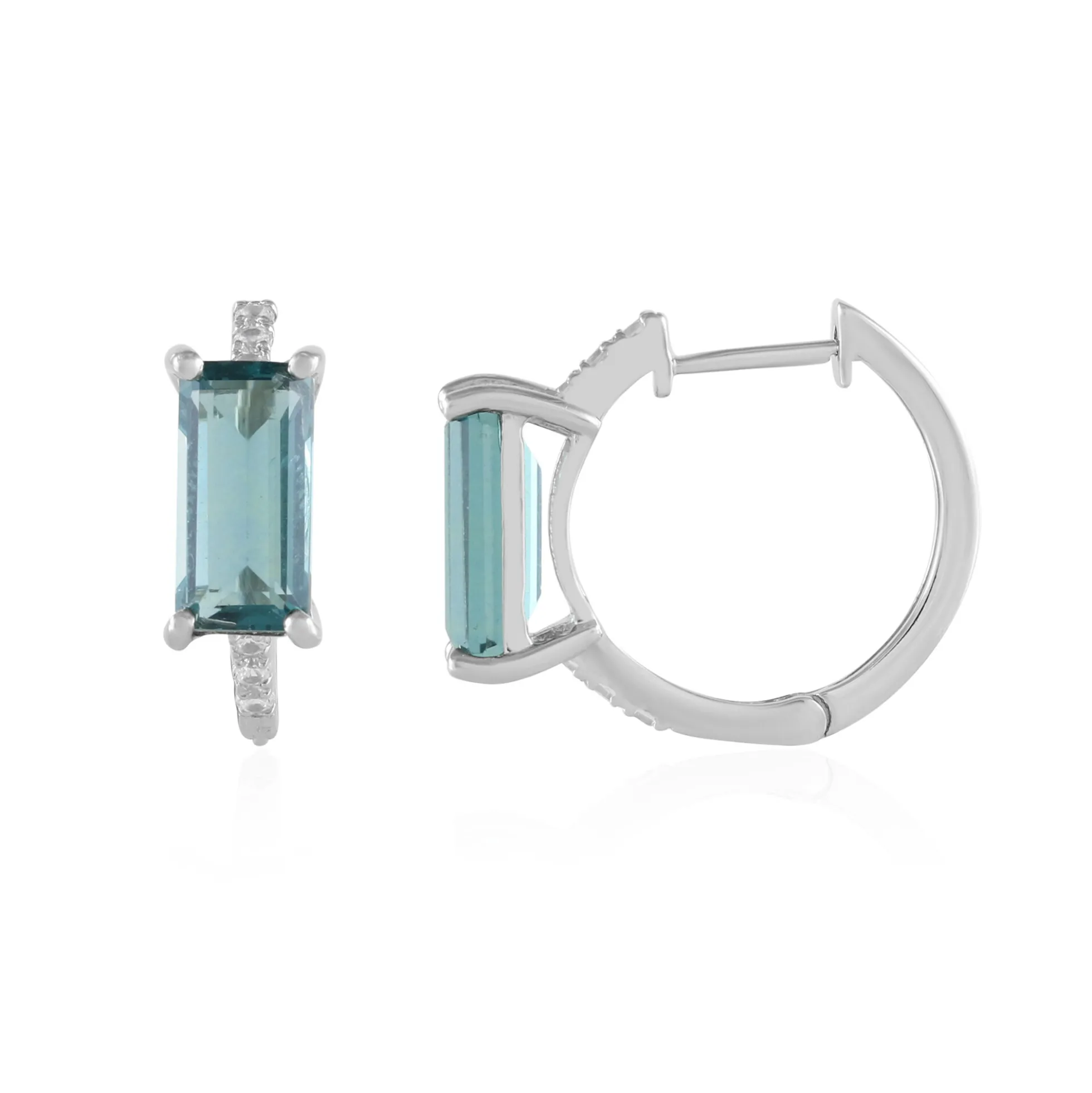 Petrolfarbener Fluorit-Silberohrringe