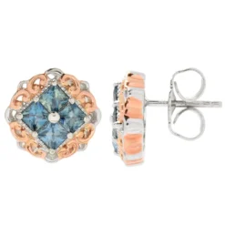 Petrolfarbener Saphir-Silberohrringe