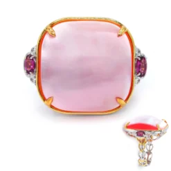 Pinkfarbene Mabe-Perlen-Silberring