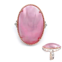 Pinkfarbene Mabe-Perlen-Silberring
