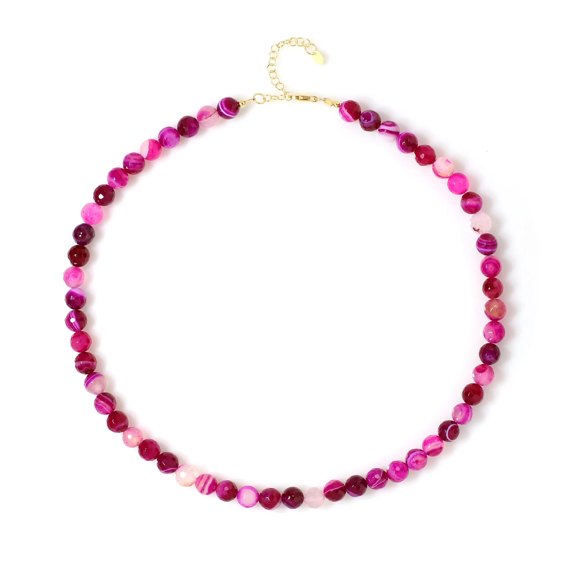 Pinkfarbener Achat-Silberhalskette