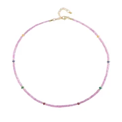 Pinkfarbener Ceylon-Saphir-Silberhalskette
