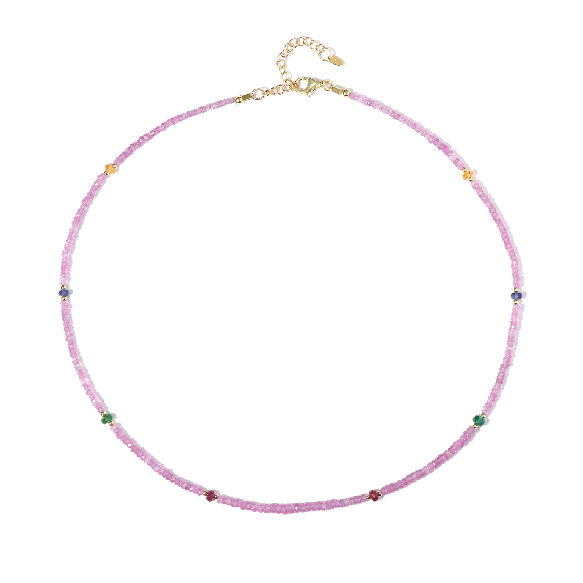 Pinkfarbener Ceylon-Saphir-Silberhalskette
