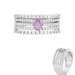 Pinkfarbener Ceylon-Saphir-Silberring