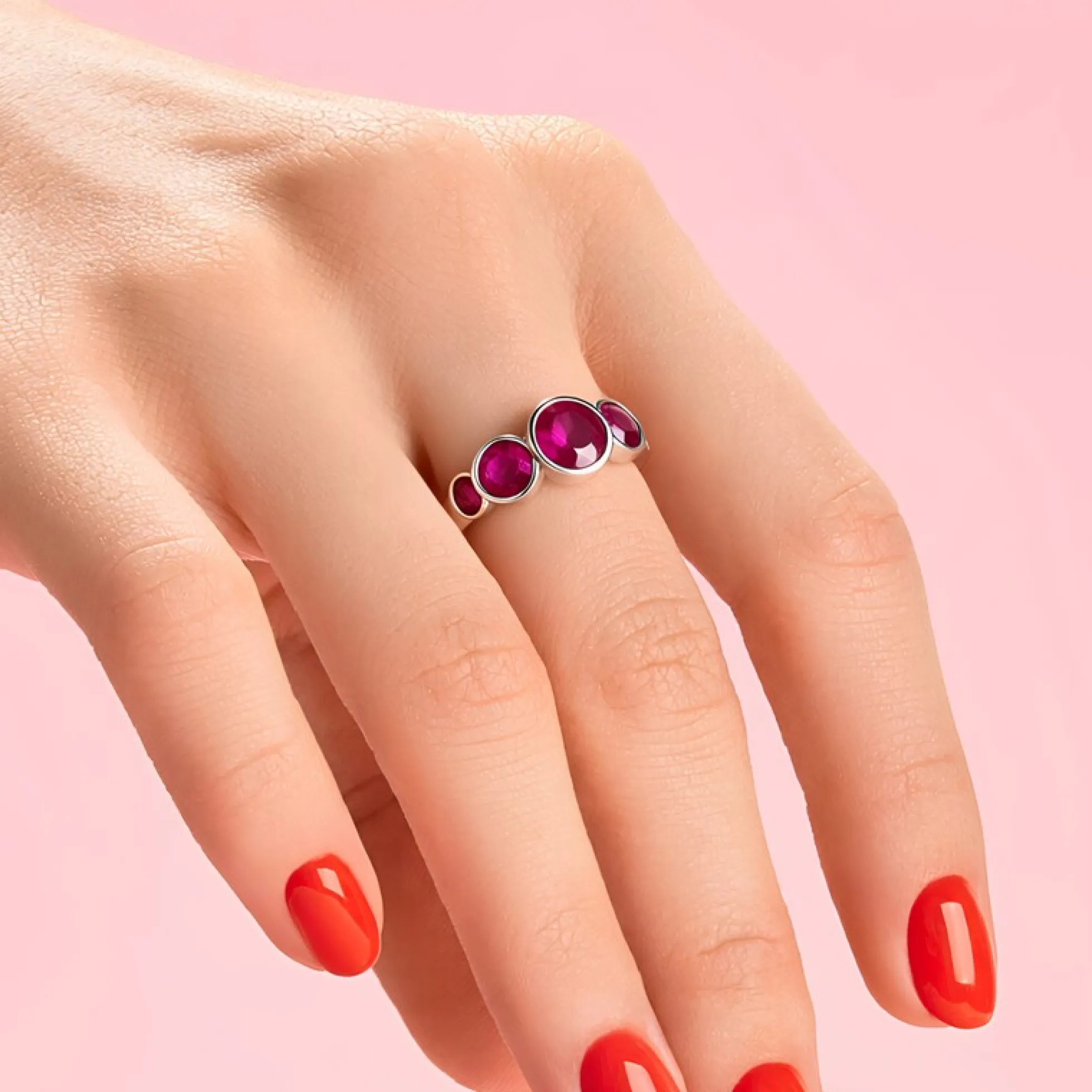 Pinkfarbener Madagaskar-Saphir-Silberring