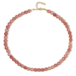 Pinkfarbener Mystik-Achat-Silberhalskette