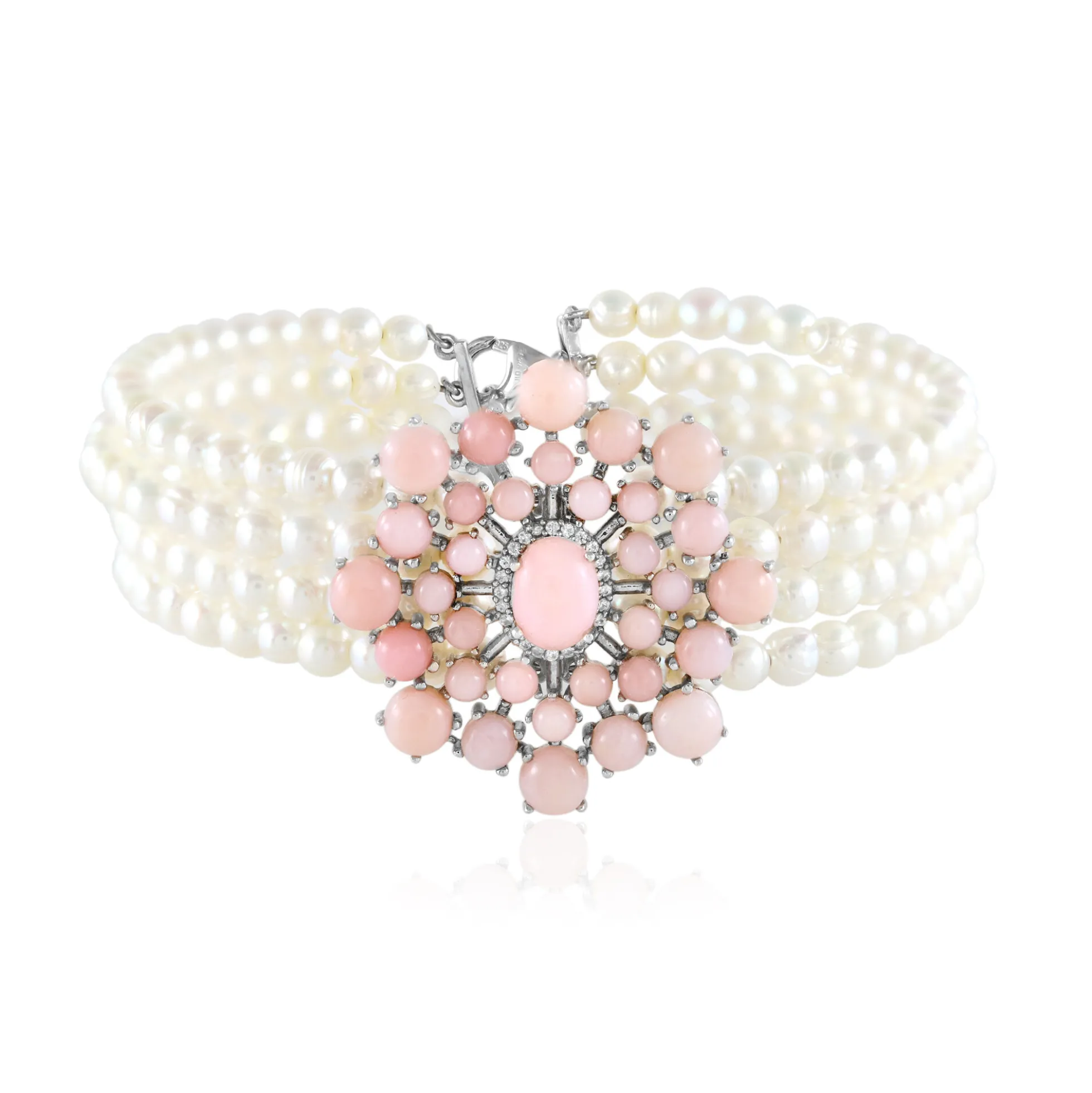 Pinkfarbener Opal-Silberarmband