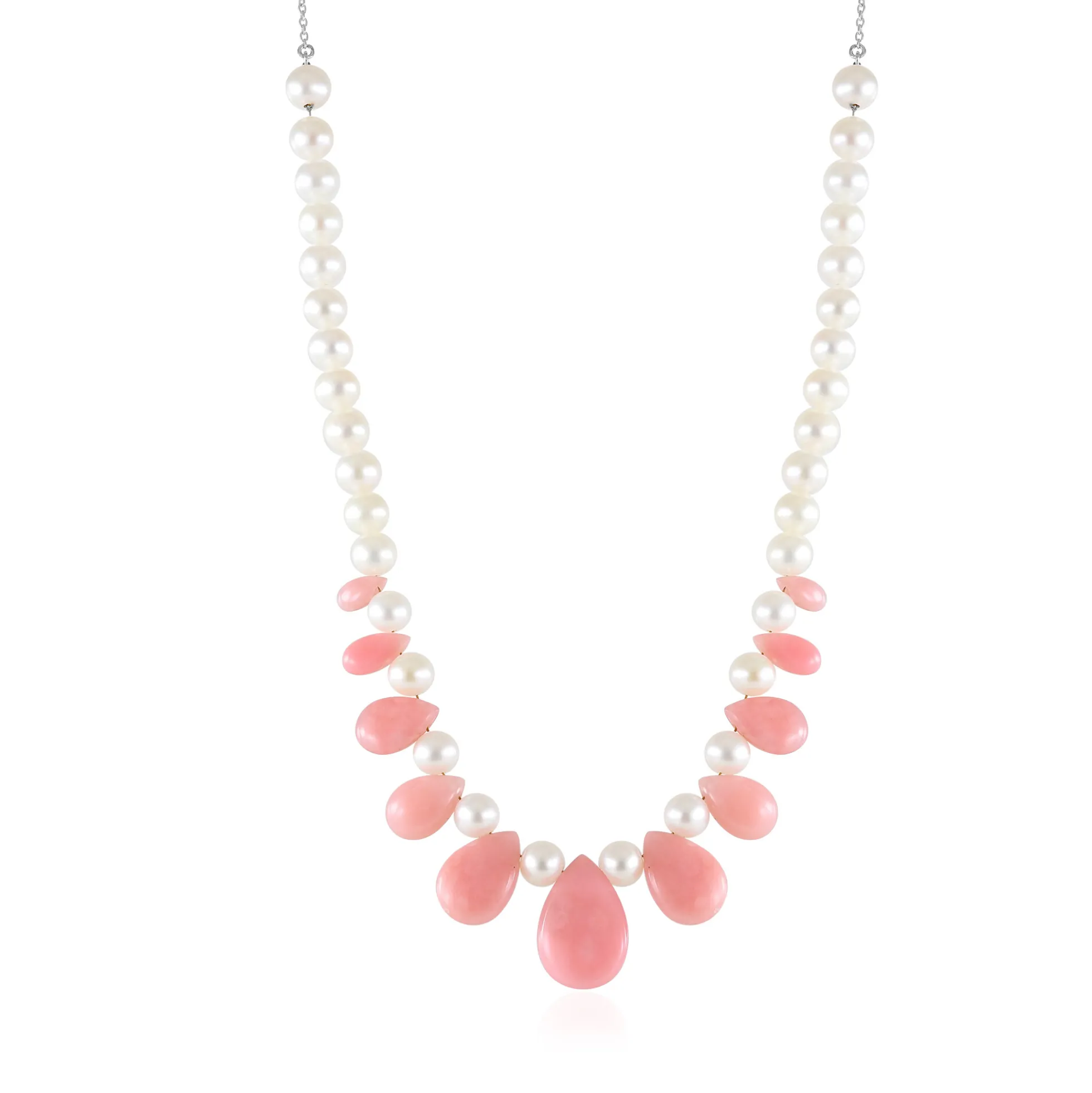Pinkfarbener Opal-Silbercollier