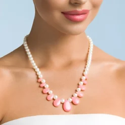 Pinkfarbener Opal-Silbercollier