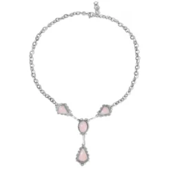 Pinkfarbener Opal-Silbercollier