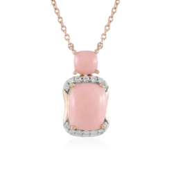 Pinkfarbener Opal-Silberhalskette