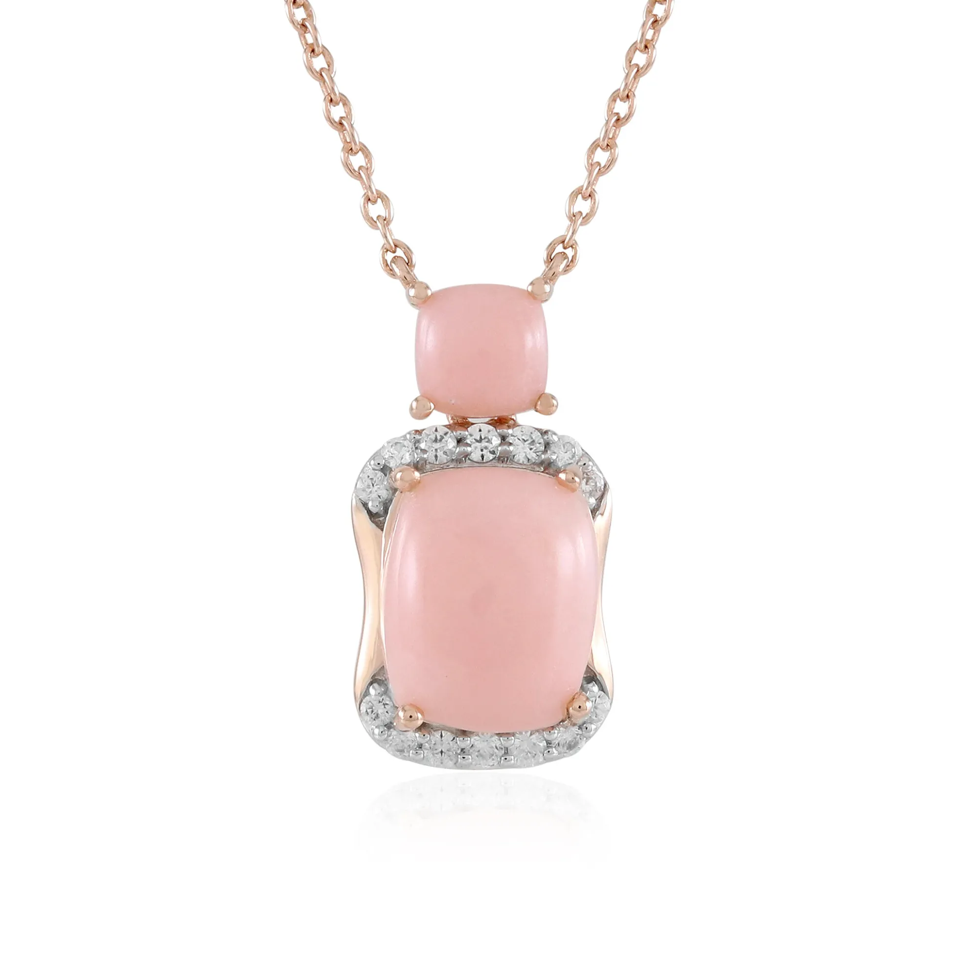 Pinkfarbener Opal-Silberhalskette