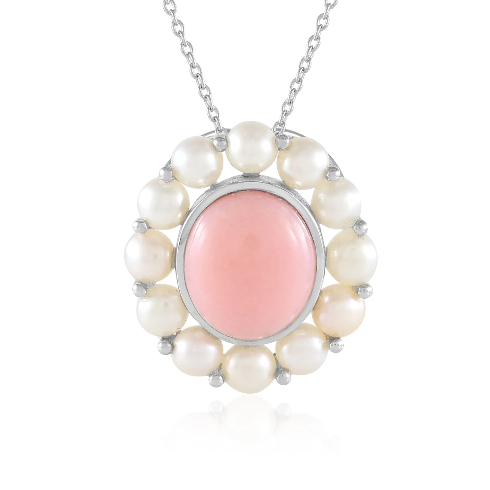 Pinkfarbener Opal-Silberhalskette