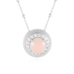 Pinkfarbener Opal-Silberhalskette