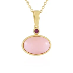 Pinkfarbener Opal-Silberhalskette