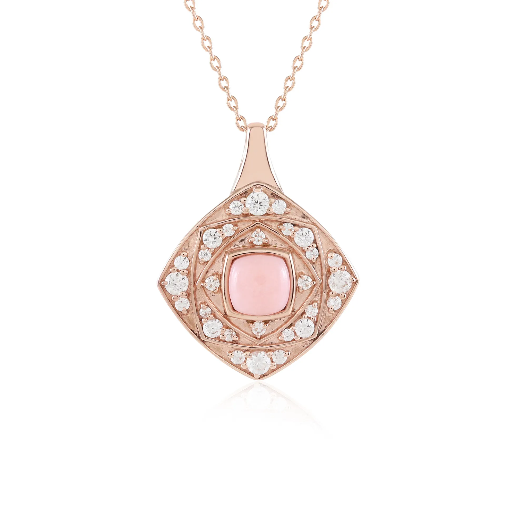 Pinkfarbener Opal-Silberhalskette