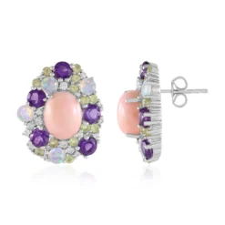 Pinkfarbener Opal-Silberohrringe