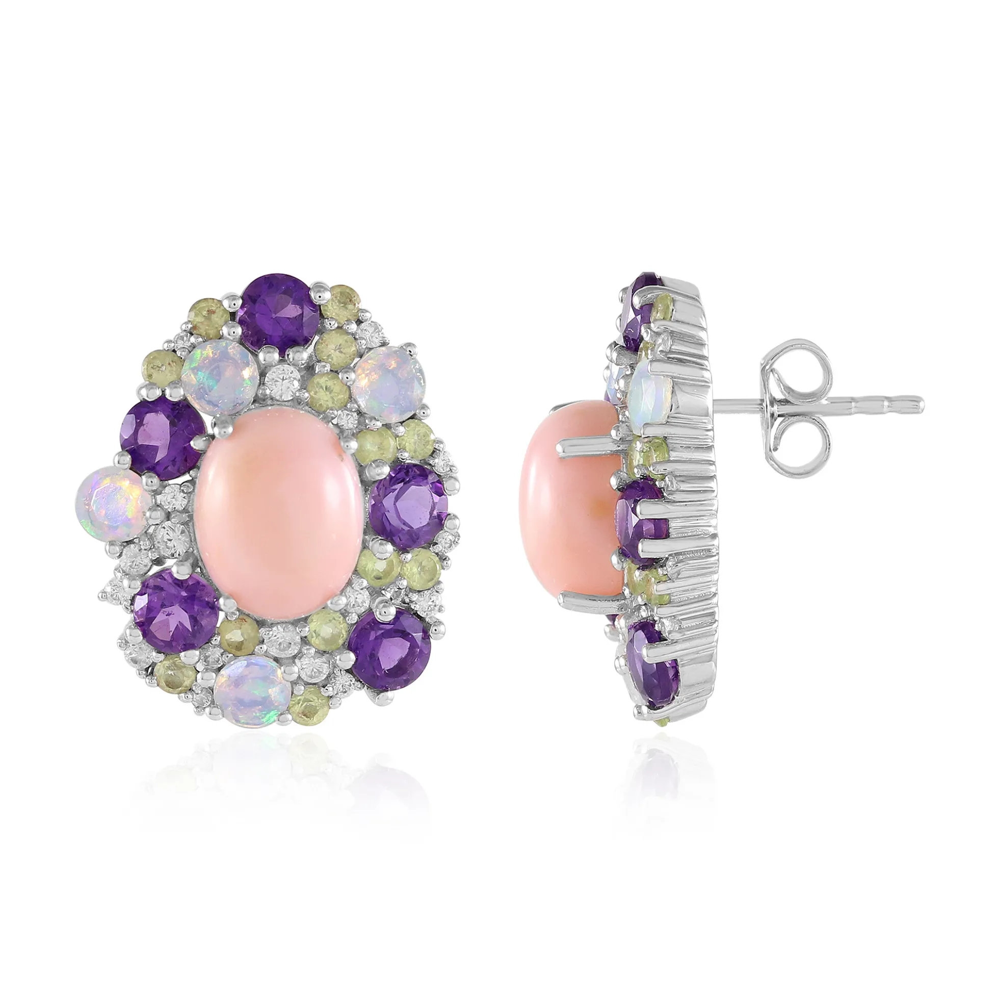 Pinkfarbener Opal-Silberohrringe