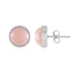 Pinkfarbener Opal-Silberohrringe
