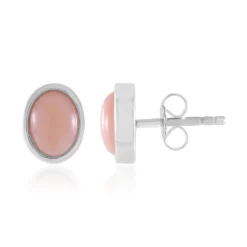 Pinkfarbener Opal-Silberohrringe
