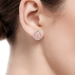 Pinkfarbener Opal-Silberohrringe